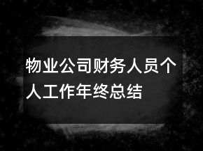 物业公司财务人员个人工作年终总结