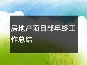 房地产项目部年终工作总结