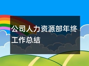 公司人力资源部年终工作总结