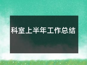 科室上半年工作总结