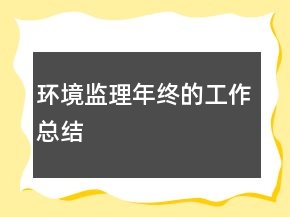 环境监理年终的工作总结