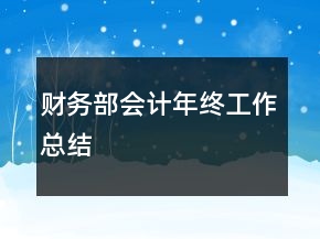财务部会计年终工作总结