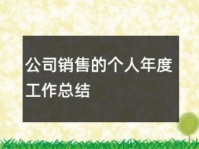 公司销售的个人年度工作总结