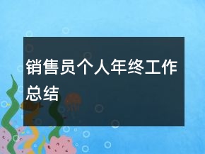 销售员个人年终工作总结