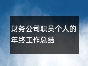 财务公司职员个人的年终工作总结