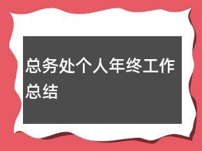 总务处个人年终工作总结