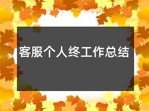 客服个人终工作总结