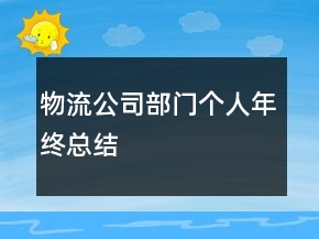 物流公司部门个人年终总结
