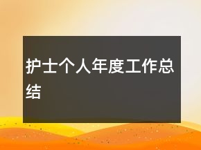 护士个人年度工作总结