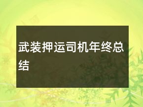 武装押运司机年终总结