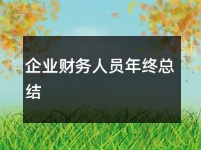 企业财务人员年终总结