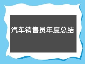 汽车销售员年度总结