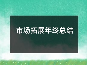 市场拓展年终总结