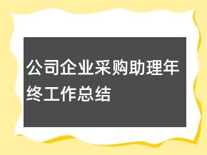 公司企业采购助理年终工作总结