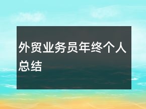 外贸业务员年终个人总结