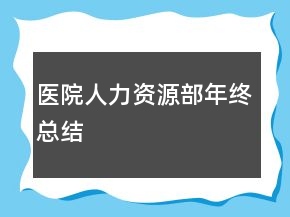 医院人力资源部年终总结