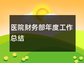 医院财务部年度工作总结