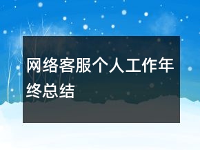网络客服个人工作年终总结