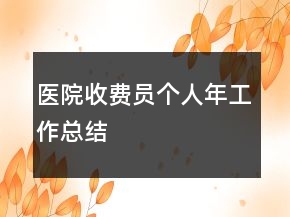 医院收费员个人年工作总结