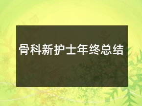 骨科新护士年终总结