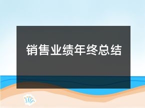 销售业绩年终总结