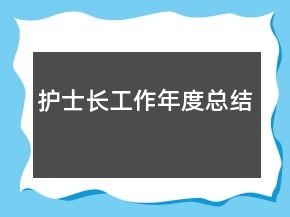 护士长工作年度总结