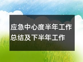 应急中心度半年工作总结及下半年工作计划