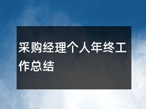 采购经理个人年终工作总结