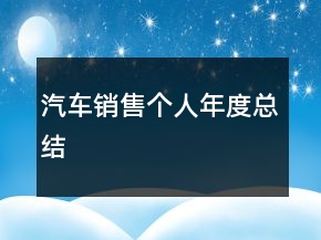 汽车销售个人年度总结