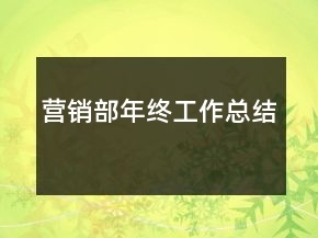 营销部年终工作总结