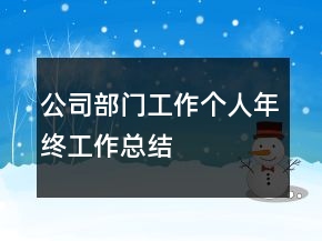 公司部门工作个人年终工作总结