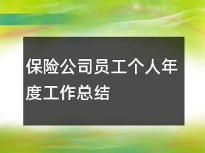 保险公司员工个人年度工作总结