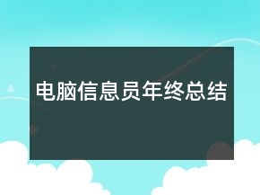 电脑信息员年终总结