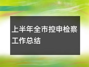 上半年全市控申检察工作总结