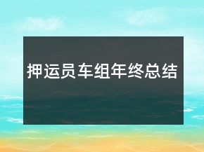 押运员车组年终总结