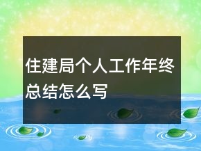 住建局个人工作年终总结怎么写