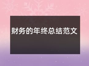 财务的年终总结范文