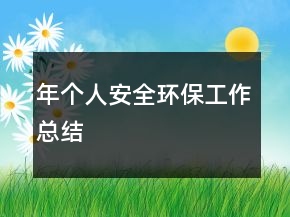 年个人安全环保工作总结