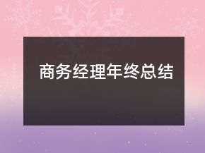 商务经理年终总结