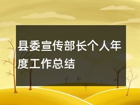 县委宣传部长个人年度工作总结