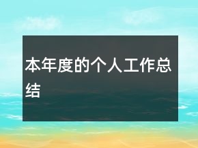 本年度的个人工作总结