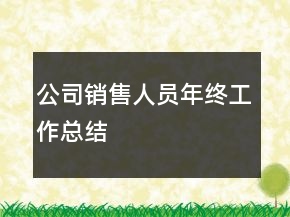 公司销售人员年终工作总结
