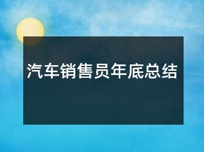 汽车销售员年底总结
