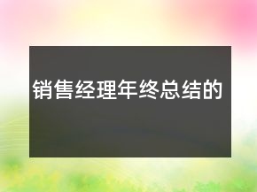 销售经理年终总结的