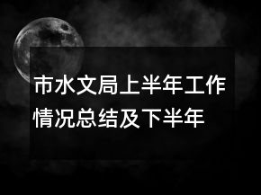 市水文局上半年工作情况总结及下半年设想