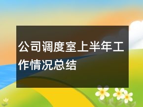 公司调度室上半年工作情况总结