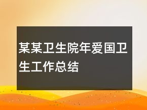 某某卫生院年爱国卫生工作总结