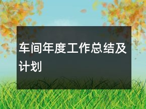 车间年度工作总结及计划