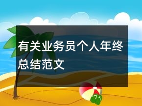 有关业务员个人年终总结范文