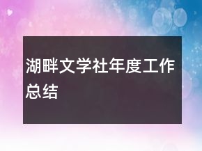 湖畔文学社年度工作总结